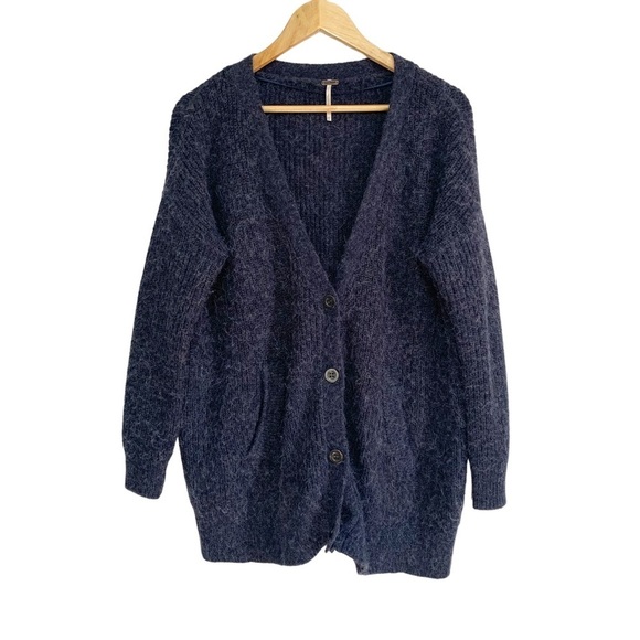 Free People Sweaters - FREE People Oversized Cardigan Navy Blue Color Size XS - M